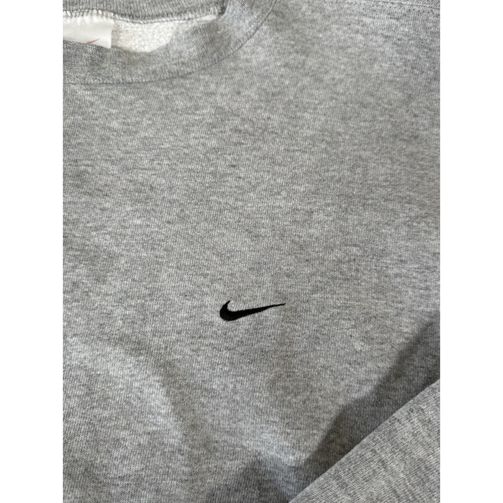 Vintage 90s Nike Swoosh Sweatshirt Mens L Gray Embroidered Logo Crew White Label - Picture 4 of 9
